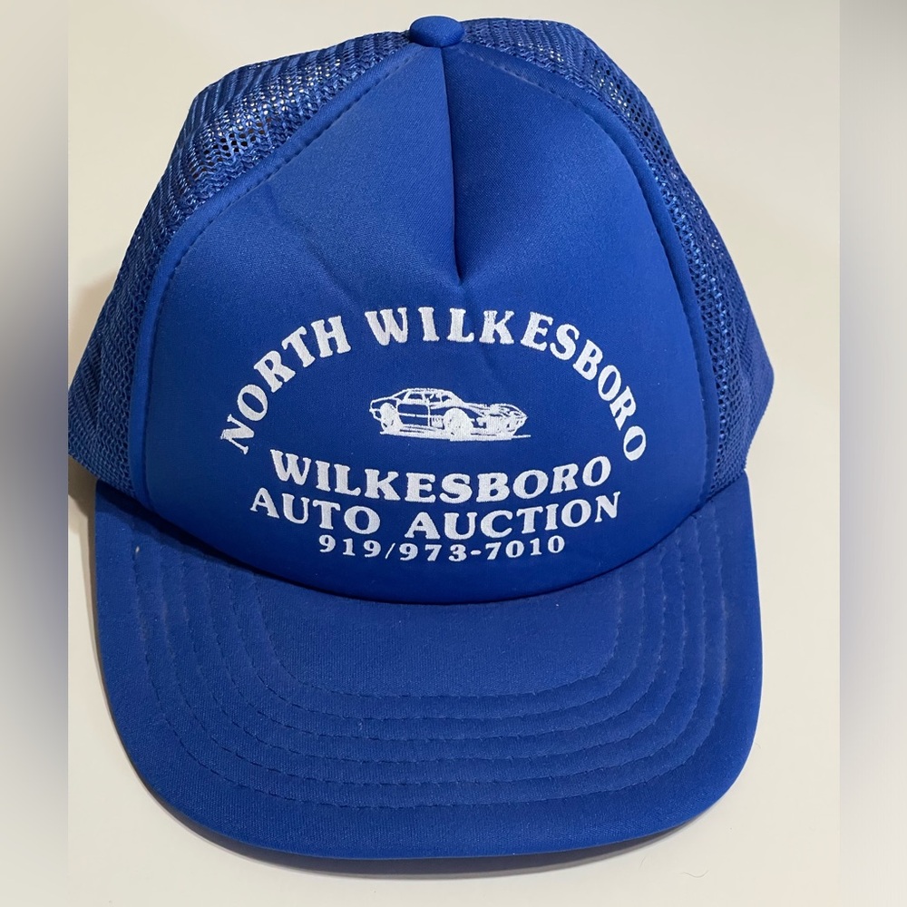 Vintage Trucker Adjustable Hat Blue North Wilkesboro Auto Auction Cap